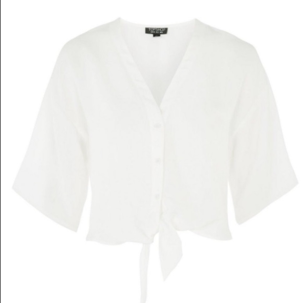 TOPSHOP Classic Ivory tie front shirt size 8
